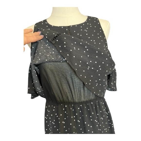 🆕 NWOT Mossimo black & white polka dot cold shoulder midi dress – size M - Picture 9 of 11
